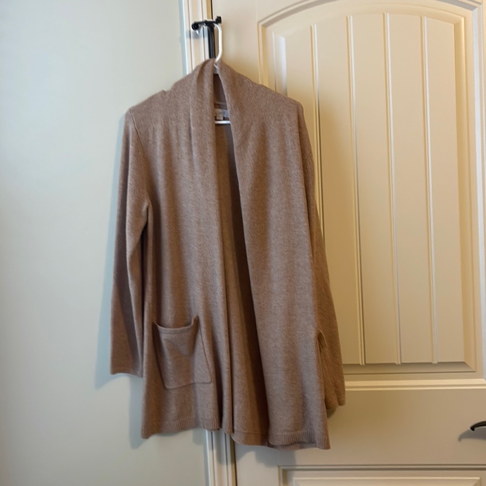 Loft sweater cardigan in medium taupe